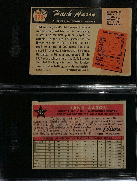 Hank Aaron Lot - 1955 Bowman #179 (SGC 2) & 1958 All-Star #488 (SGC 6)